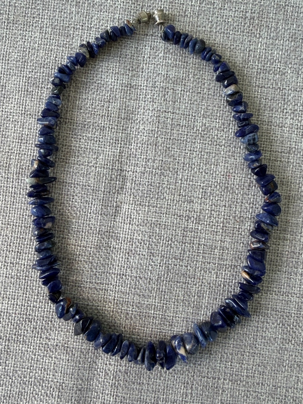 Sodalite Chip Bead Necklace – Natural Blue Stone Statement Necklace
